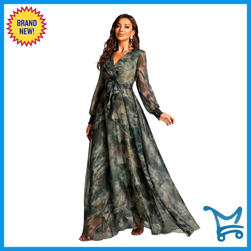 Floral Vintage Boho Maxi Dress Elegant Cocktail Wedding Guest Long Sleeve